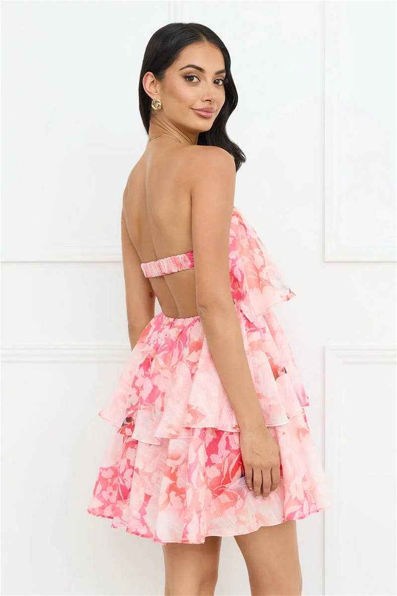 CWDSD8063_SUMMER ELEGANT CHIFFON LAYERED WRAP DRESS