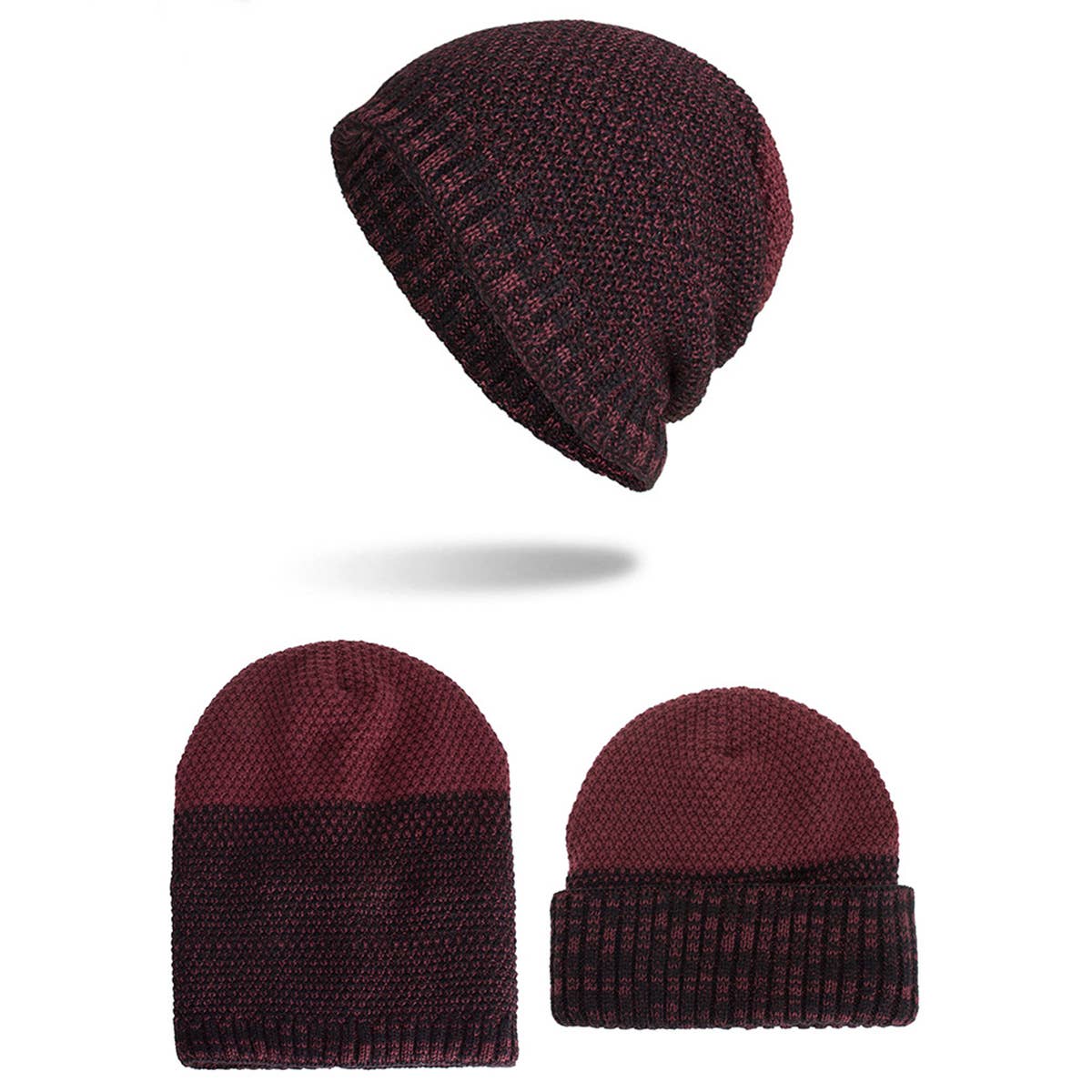 FLEECE TWO-TONE CORN KERNELS PULLER KNITTED HAT