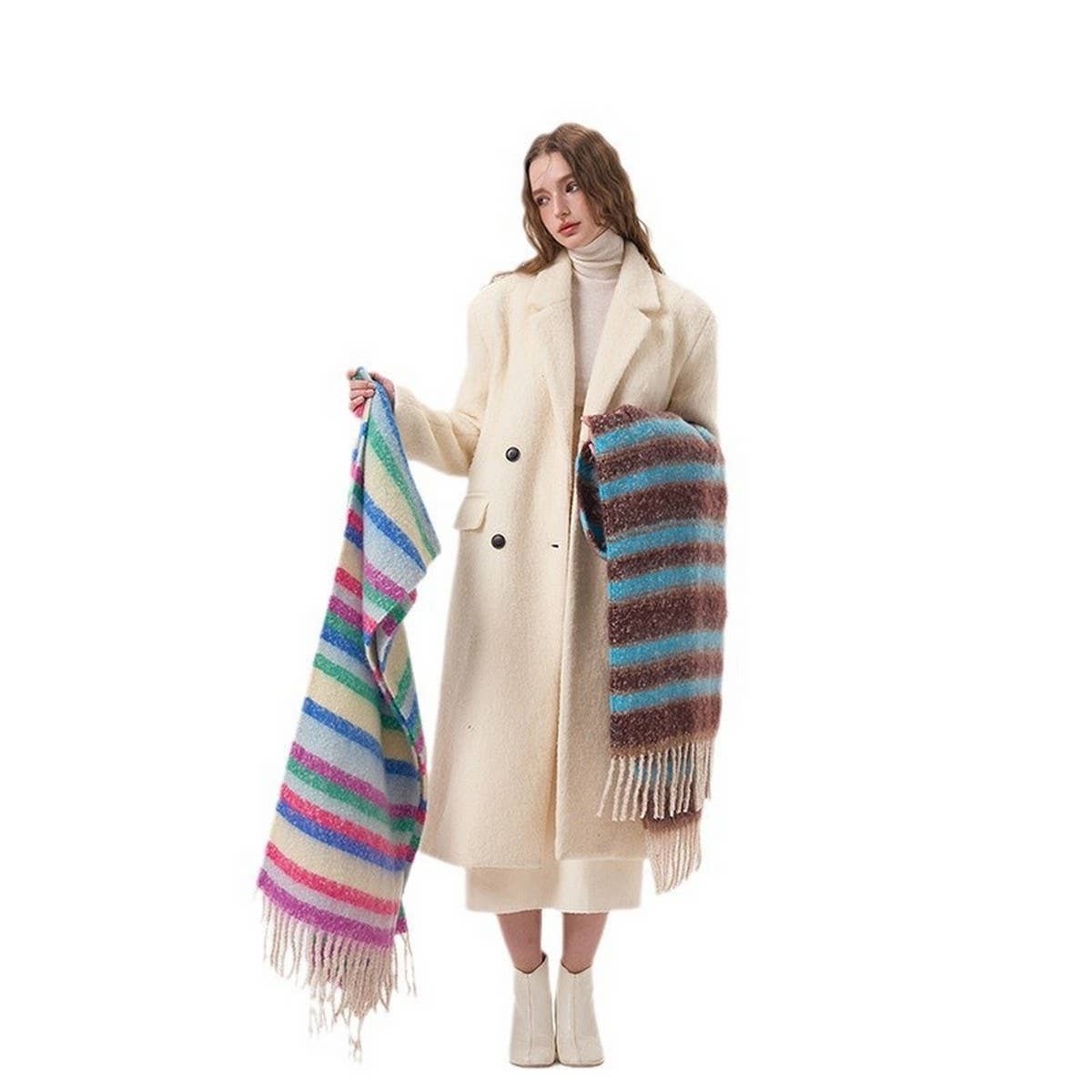 Rainbow Colorblock Scarf - Warm Cozy Winter Wrap_CWASC2351