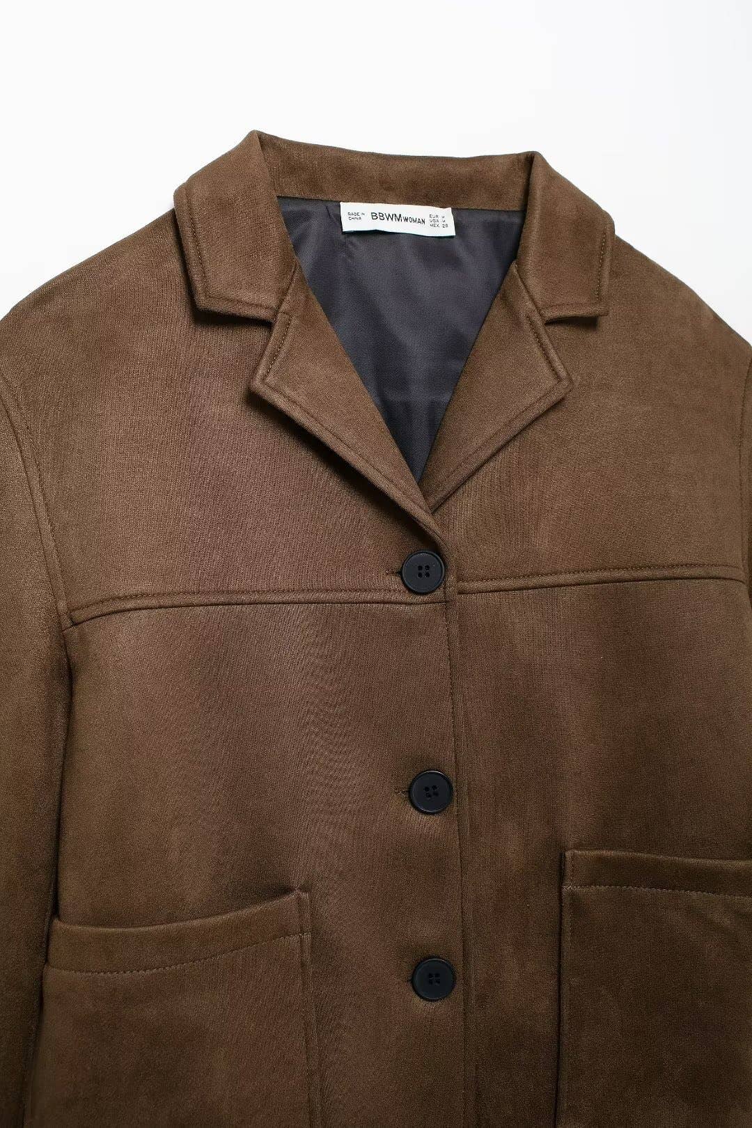 STREET FASHION SUEDE WOMEN'S LAPEL LEATHER JACKET