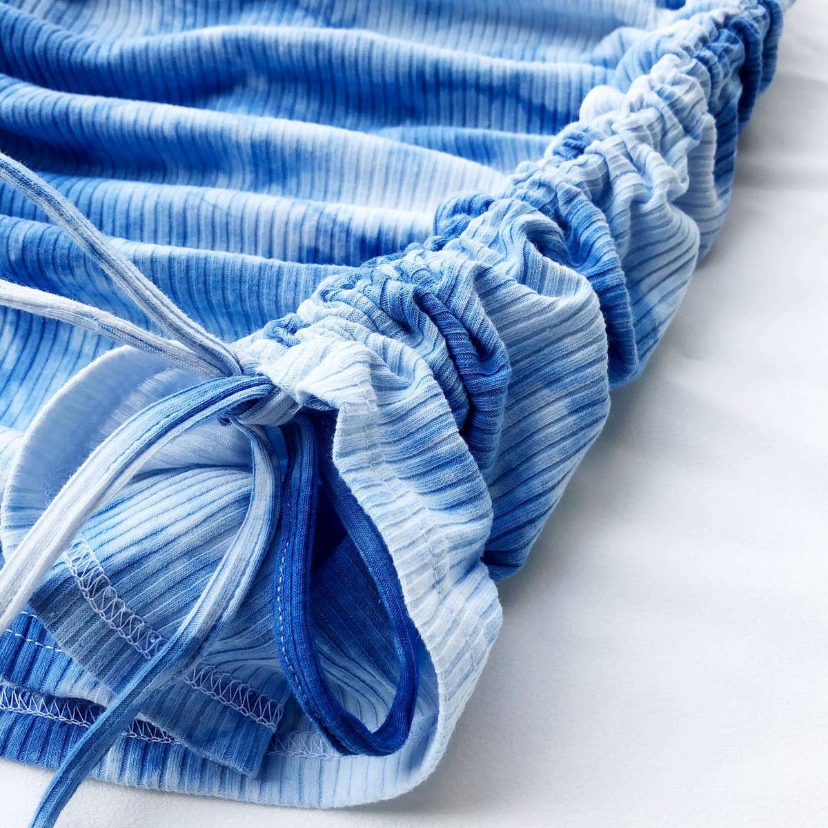 KNITTED DRAWSTRING SKIRT TIE-DYE PLEATED SKIRT