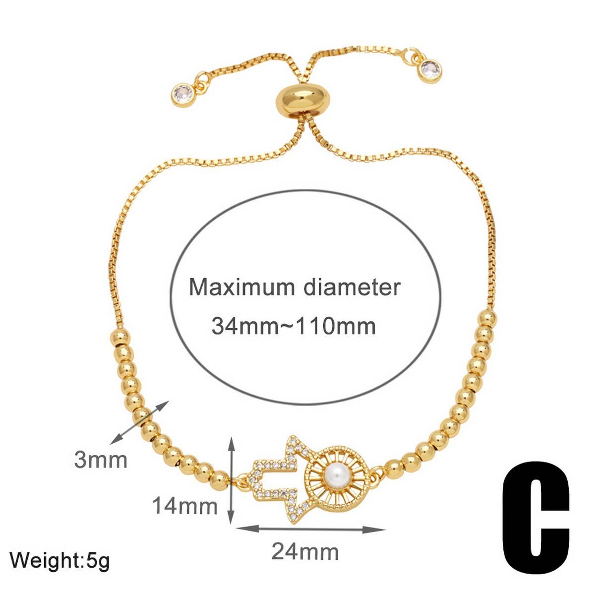 DEVIL'S EYE SET DIAMOND PEARL BRACELET