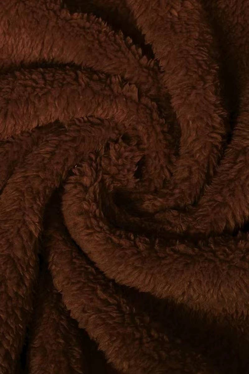 CWOCO00207_PLUSH CASUAL LOOSE ZIP-UP LONG-SLEEVED JACKET