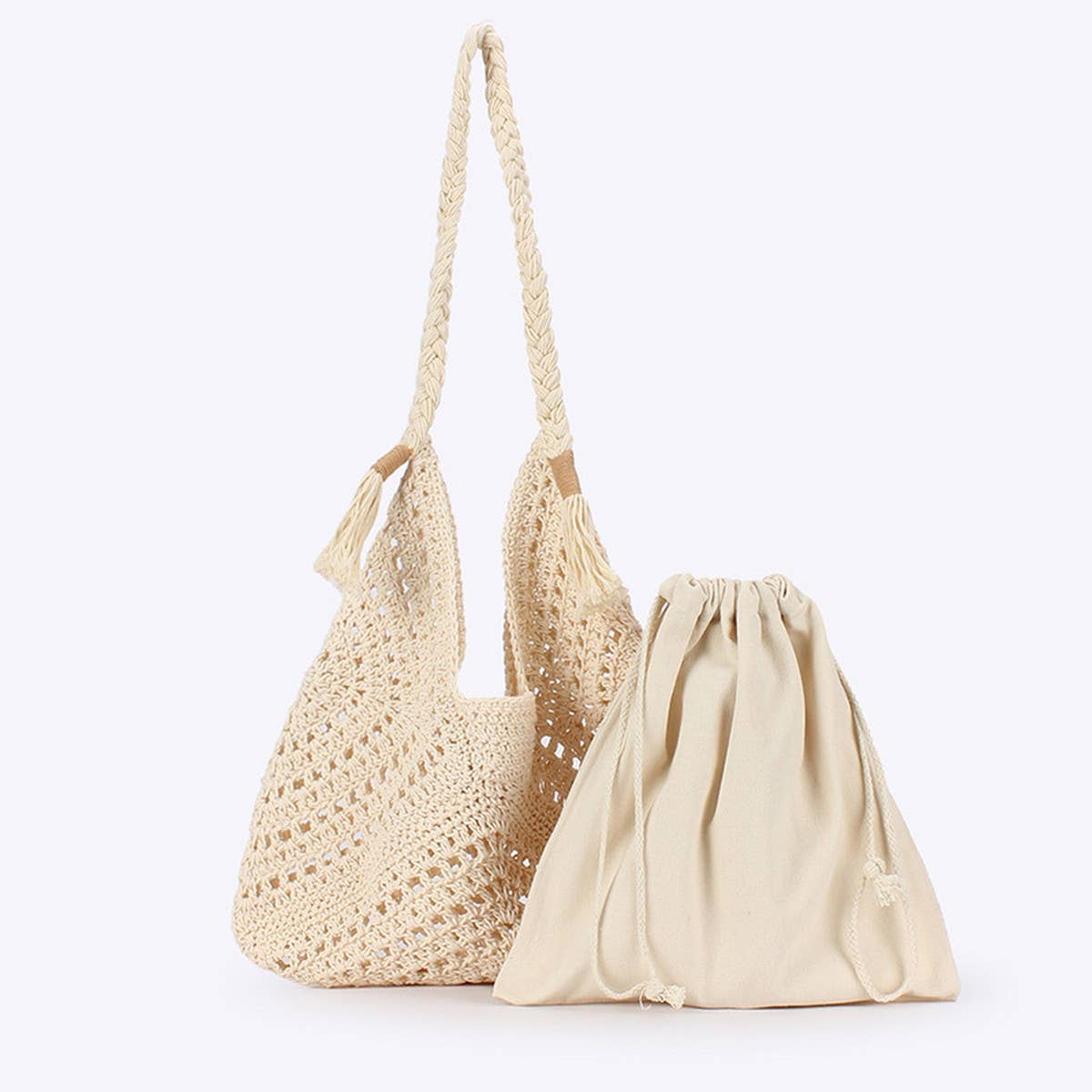 HAND-WOVEN SHOULDER BAG MESH BEACH HOLIDAY BAG_CWAB4677