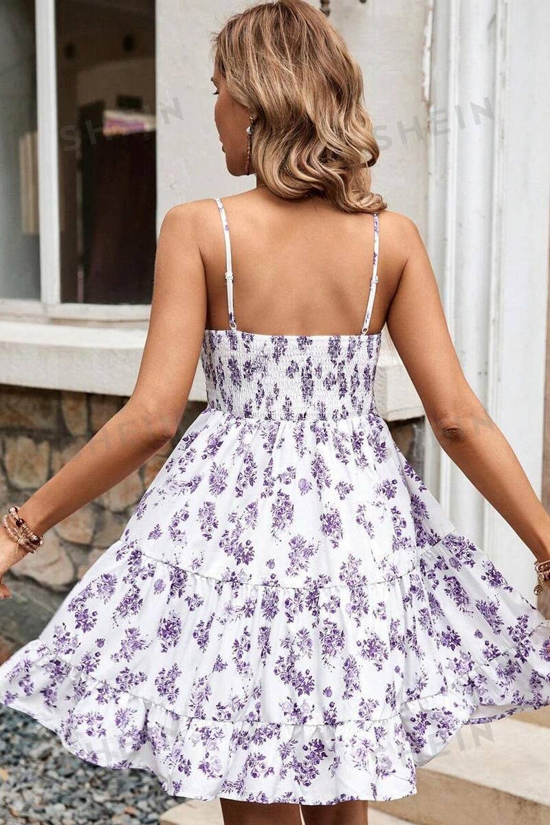 CWDSD8286_SUMMER FRENCH LACE ADJUSTABLE STRAP SHORT DRESS