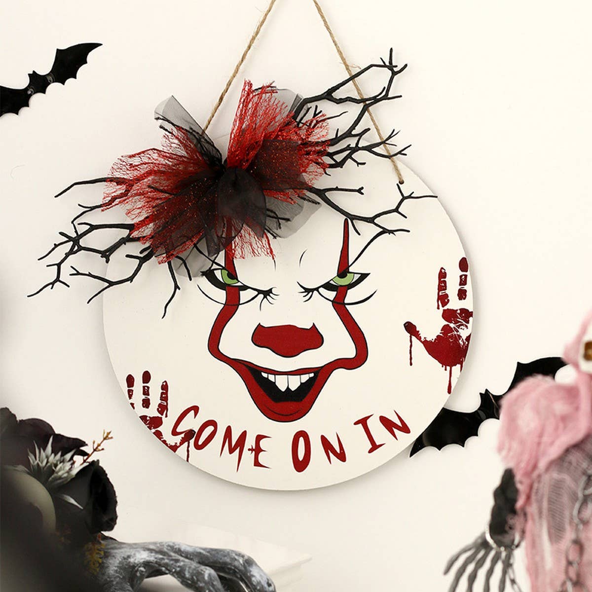 Scary Clown Wooden Sign for Halloween Decor_CWAJE05365