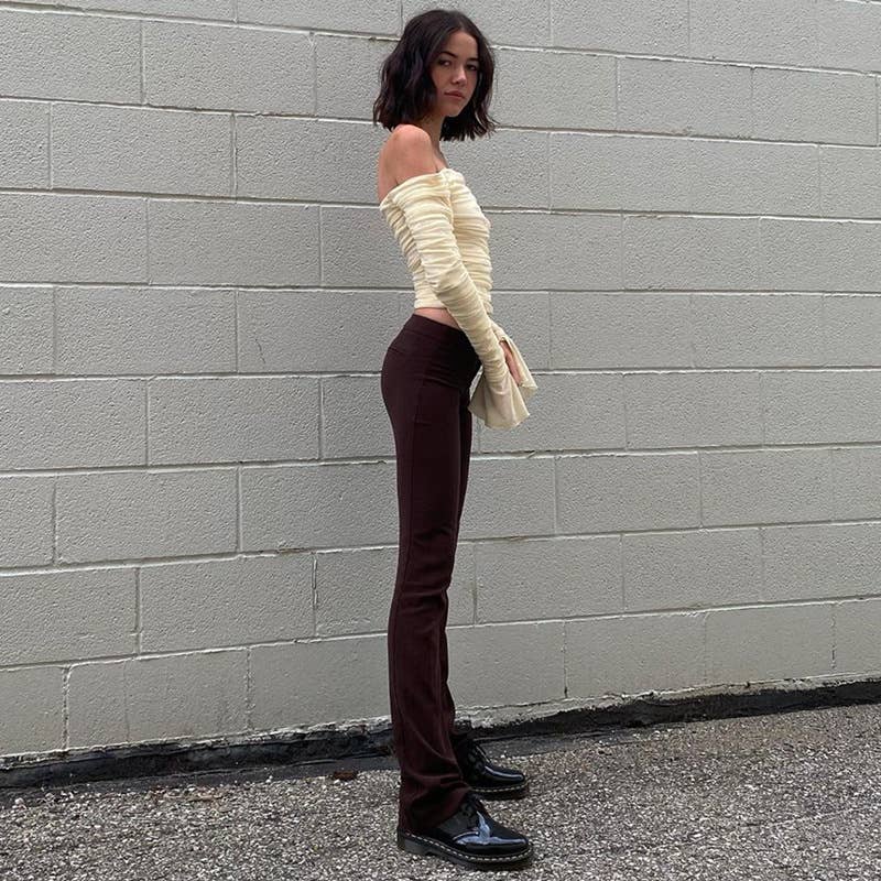 Sexy Off-Shoulder Mesh Bell Sleeve Crop Top