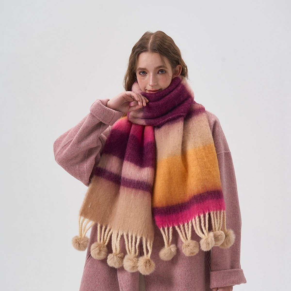Colorblock Stripe Scarf ? Faux Cashmere Wrap
