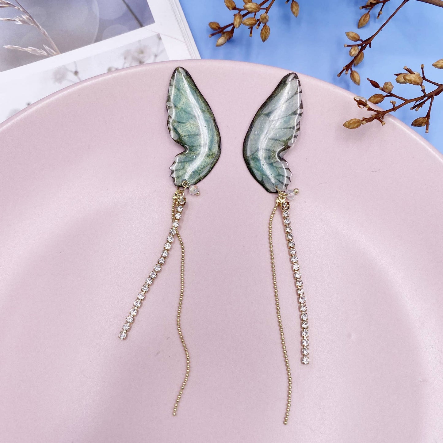 Personalized three-dimensional butterfly earrings