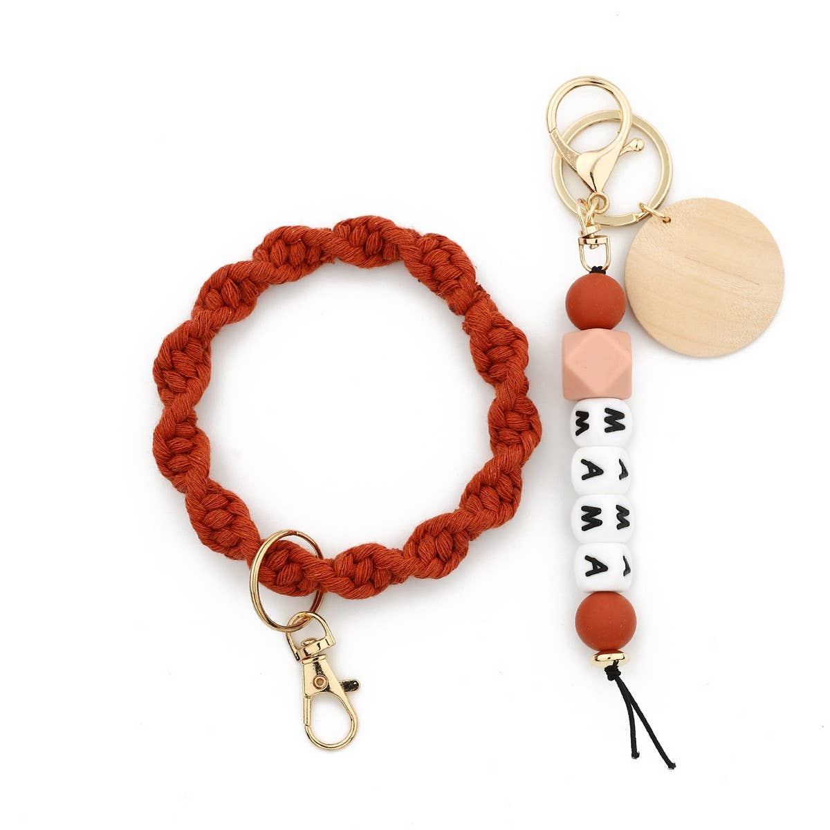 MAMA Letter Braided Silicone Bead Keychain