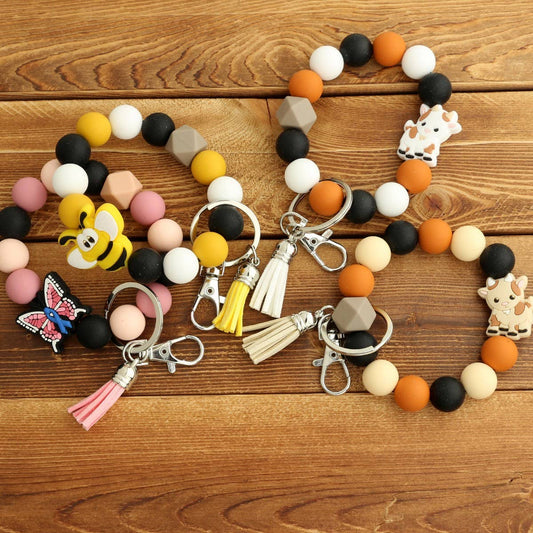 Cartoon Bull Keychain Moose Charm Silicone Beads_CWMM6863