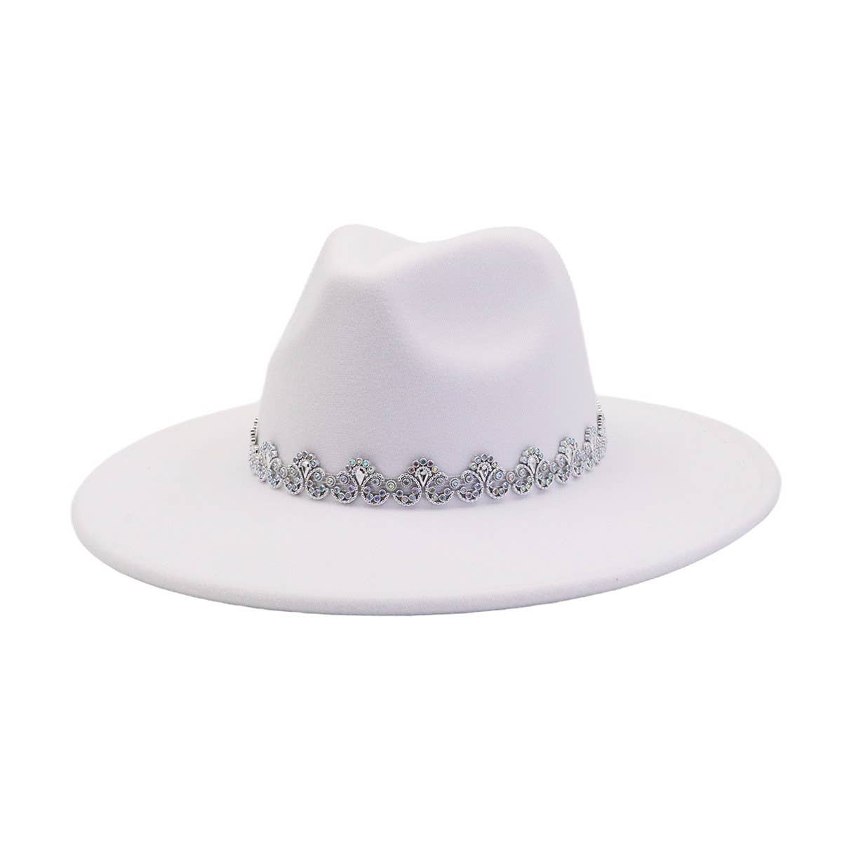 Men & Women Wool Blend Fedora Hat Heart Top_CWAH04386