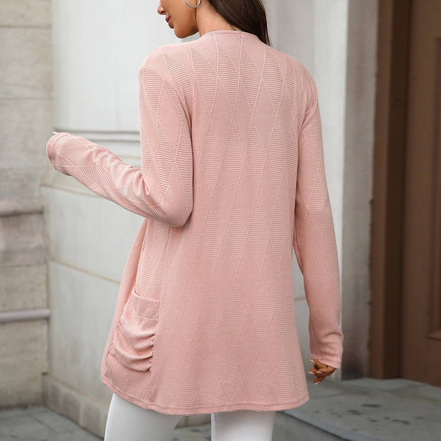 Light and solid color unbuttoned cardigan