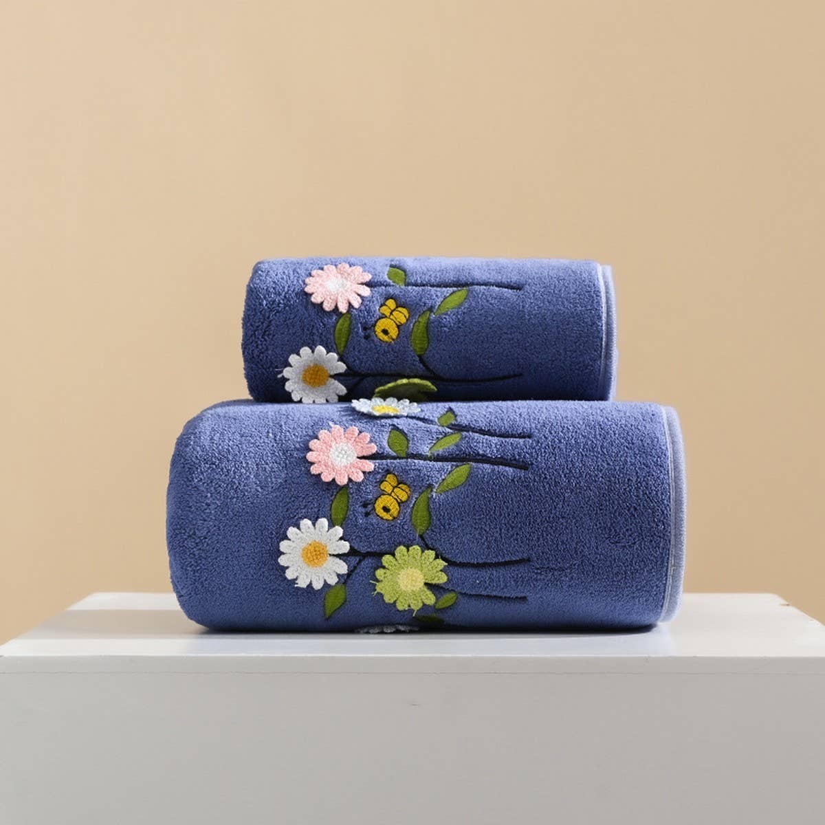 CORAL FLEECE FLOWER SQUARE TOWEL BATH TOWEL SET