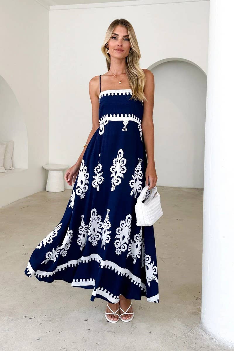 CWDHL1019_SUMMER NEW WAIST SUSPENDER DRESS