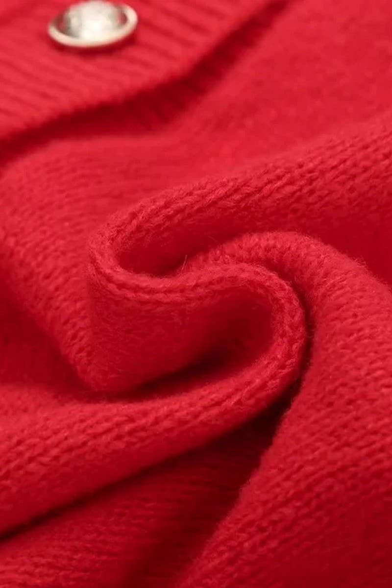 CWOCAL2196_FUR CUFFS CARDIGAN KNITTED SWEATER COAT