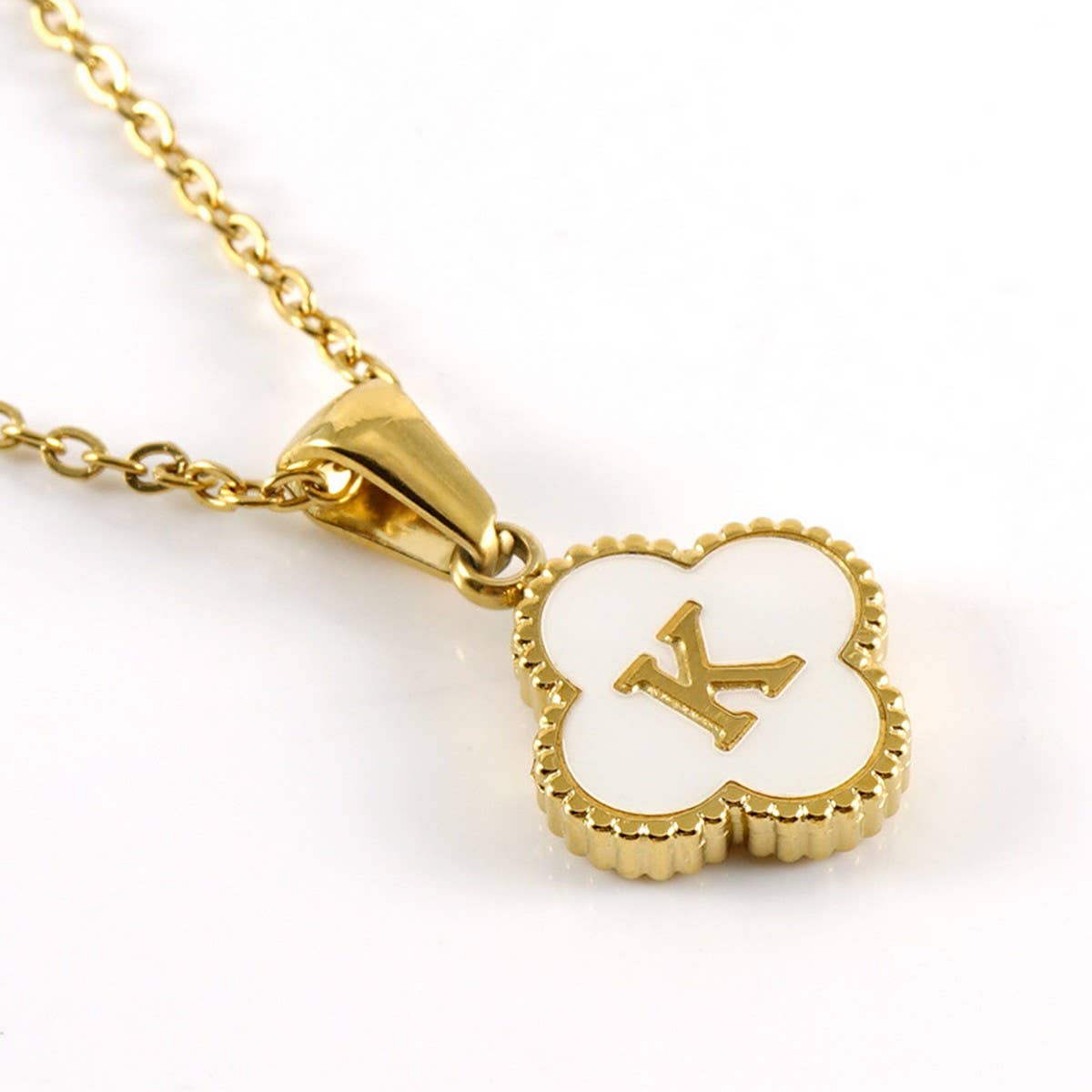 CWAJE1944_Simple Four Leaf Clover Letter Necklace