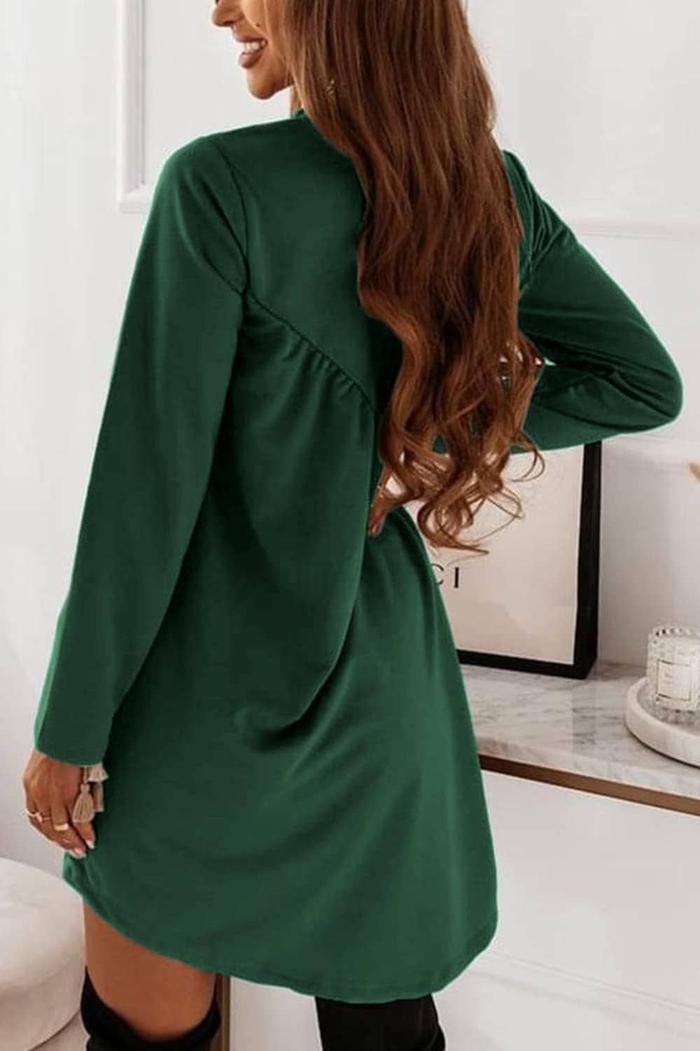 LONG DRESS WITH LONG SLEEVES AND CREW NECK