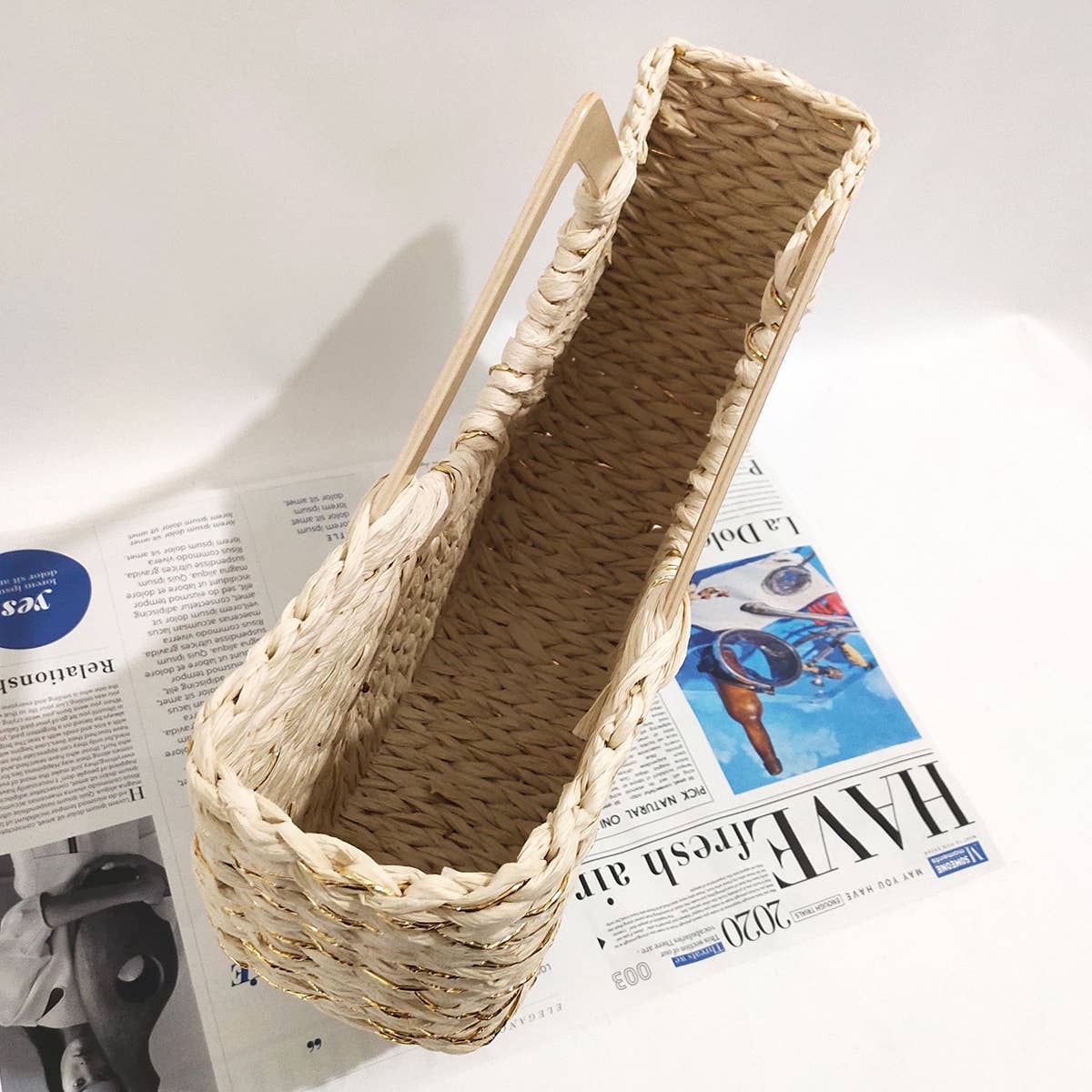 WOMEN CASUAL MOON BAG WOVEN TOTE BAG_CWAB0830