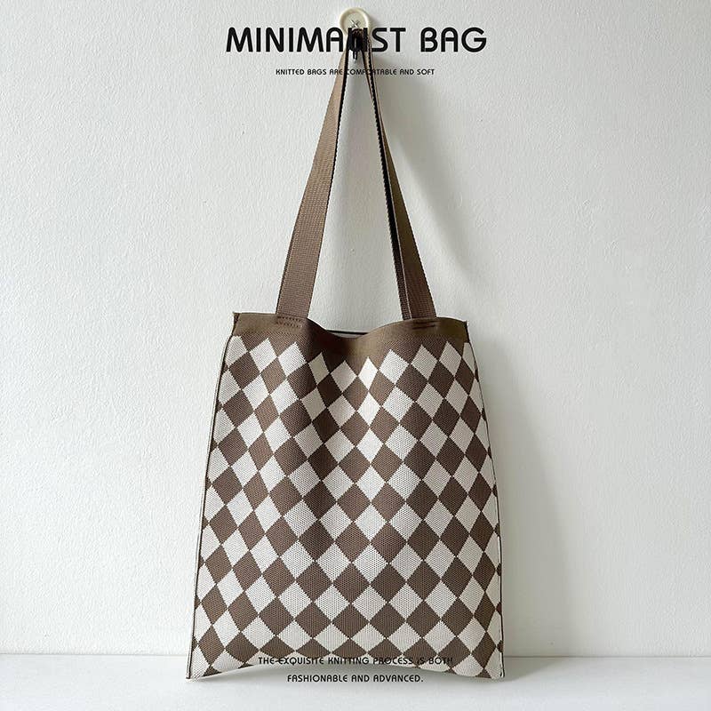 Niche cute panda knitted single-shoulder bag