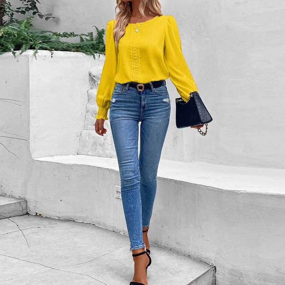 TEMPERAMENT LACE PATCHWORK BLOUSE