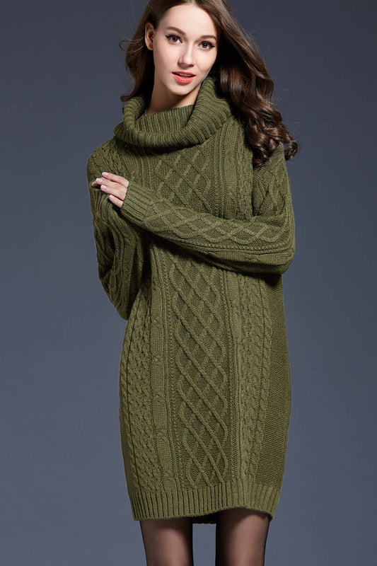 CWDSD5133_LONG TURTLENECK KNITTED DRESS