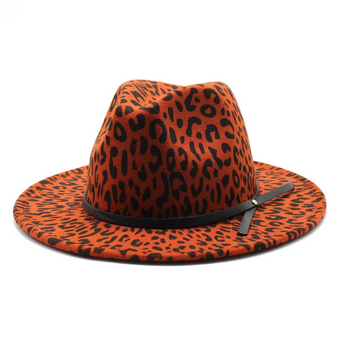 LEOPARD PRINT HAT JAZZ HAT WOOLEN HAT WIDE BRIM HAT_CWAH2571
