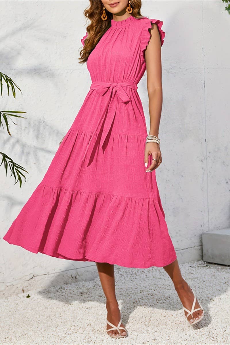 CWDMD5055_SUMMER ROMANTIC RUFFLE LONG LAYERED CAKE DRESS