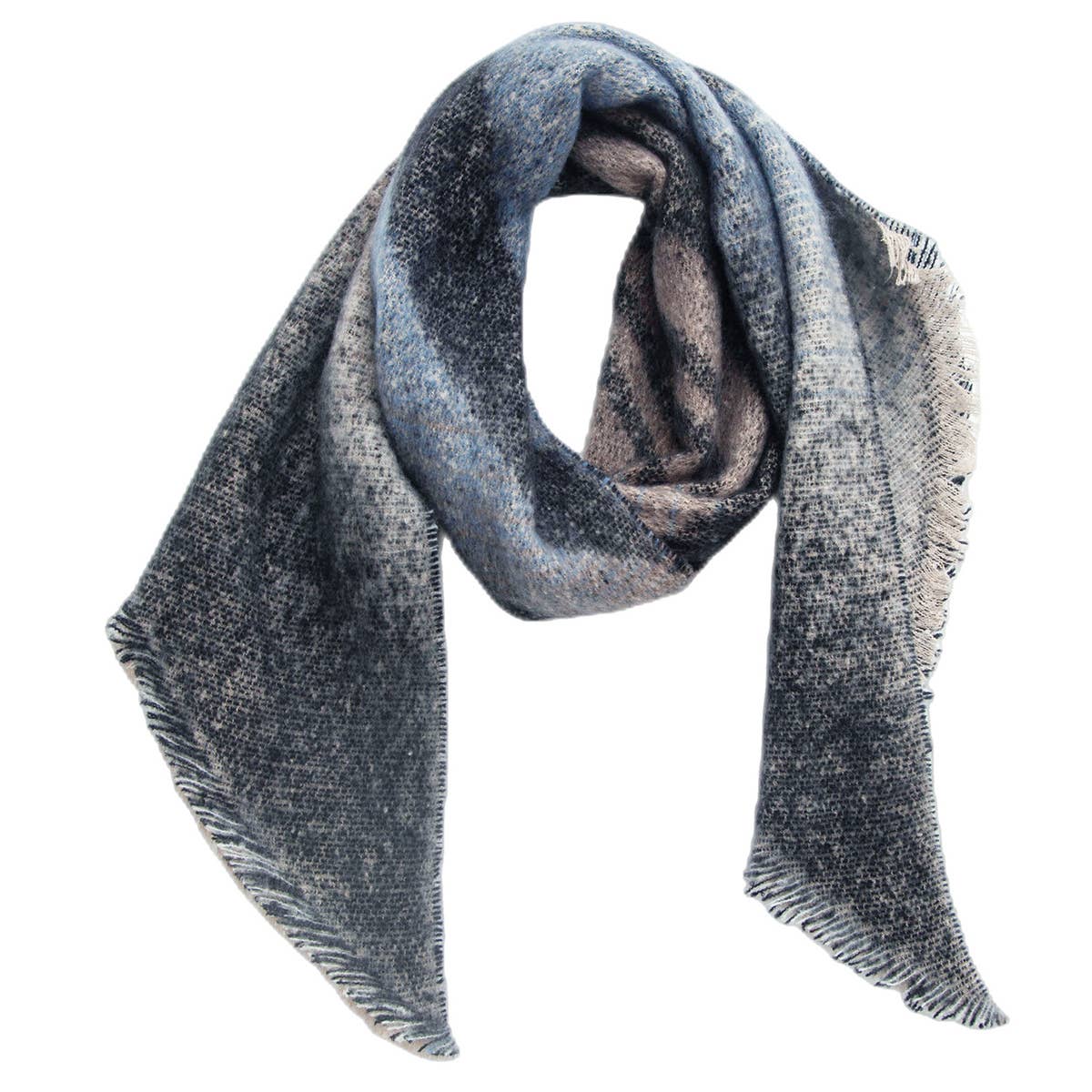 Striped Fuzzy Shawl - Thick Winter Wrap for Women_CWASC0120