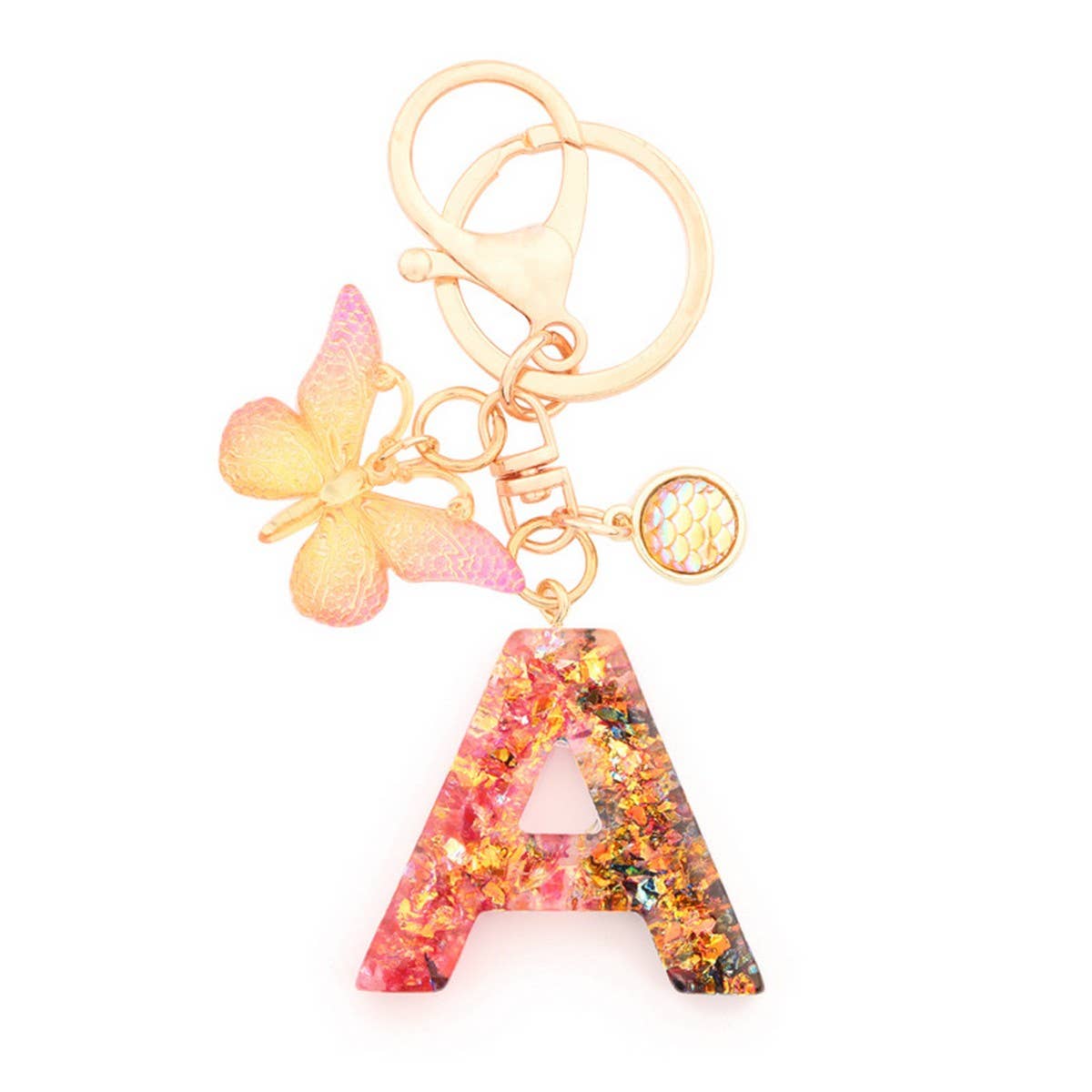 Creative Crystal Letter Keychain with Resin Sequins_CWAB5021