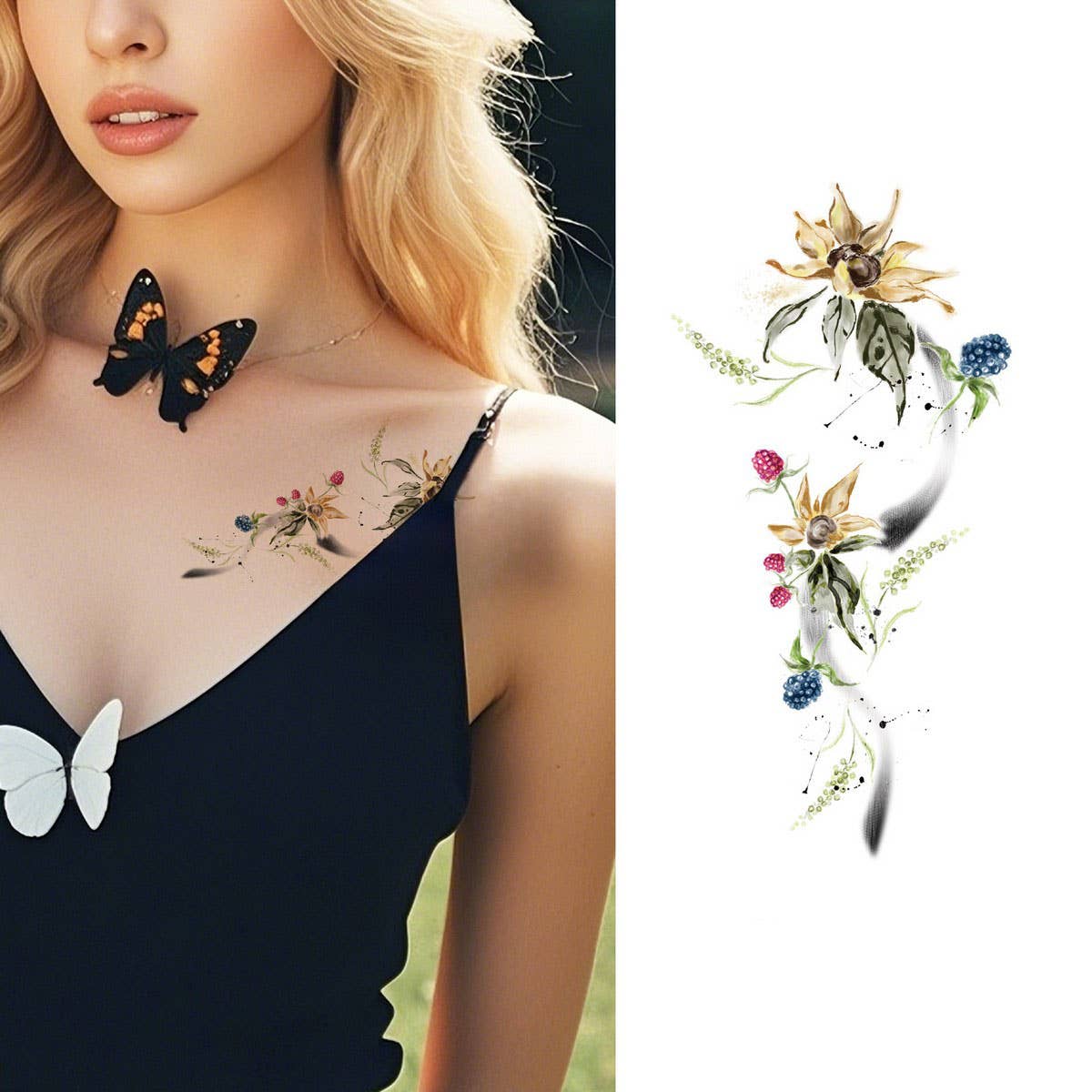 Elegant Floral Arm Tattoos Waterproof&Long Lasting