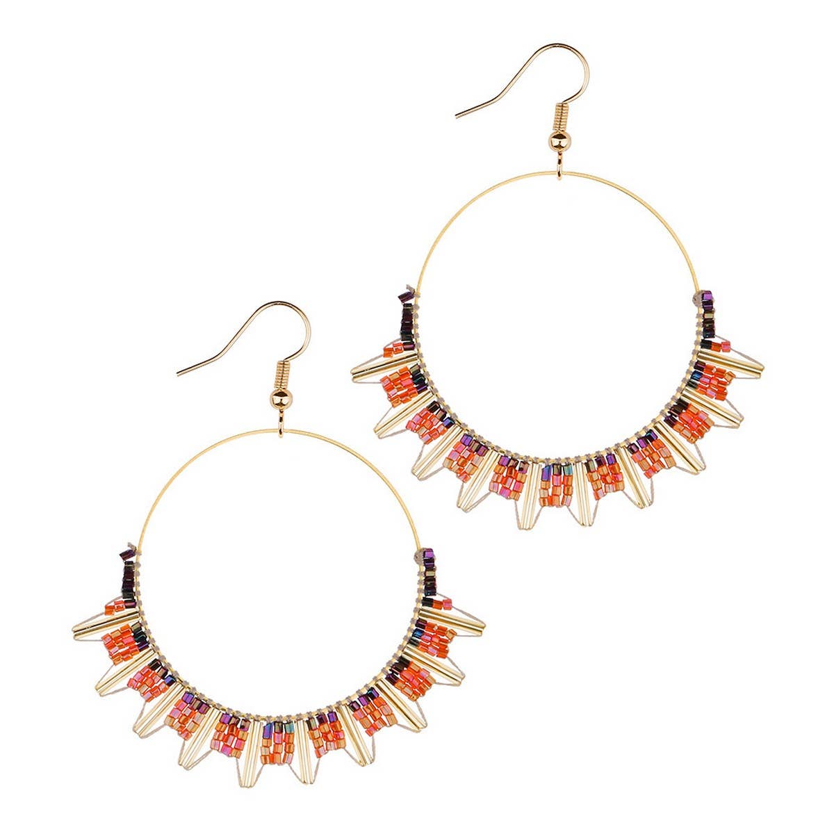 BOHEMIAN NICHE VINTAGE CIRCLE BEADED EARRINGS_CWAJE1659