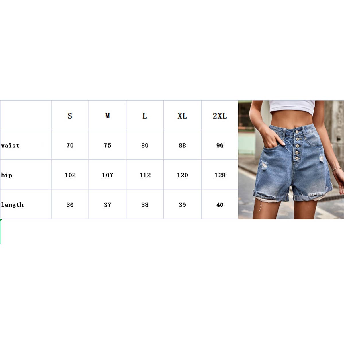 SINGLE BREASTED RIPPED DENIM CASUAL PANTS SHORTS_CWJS0209