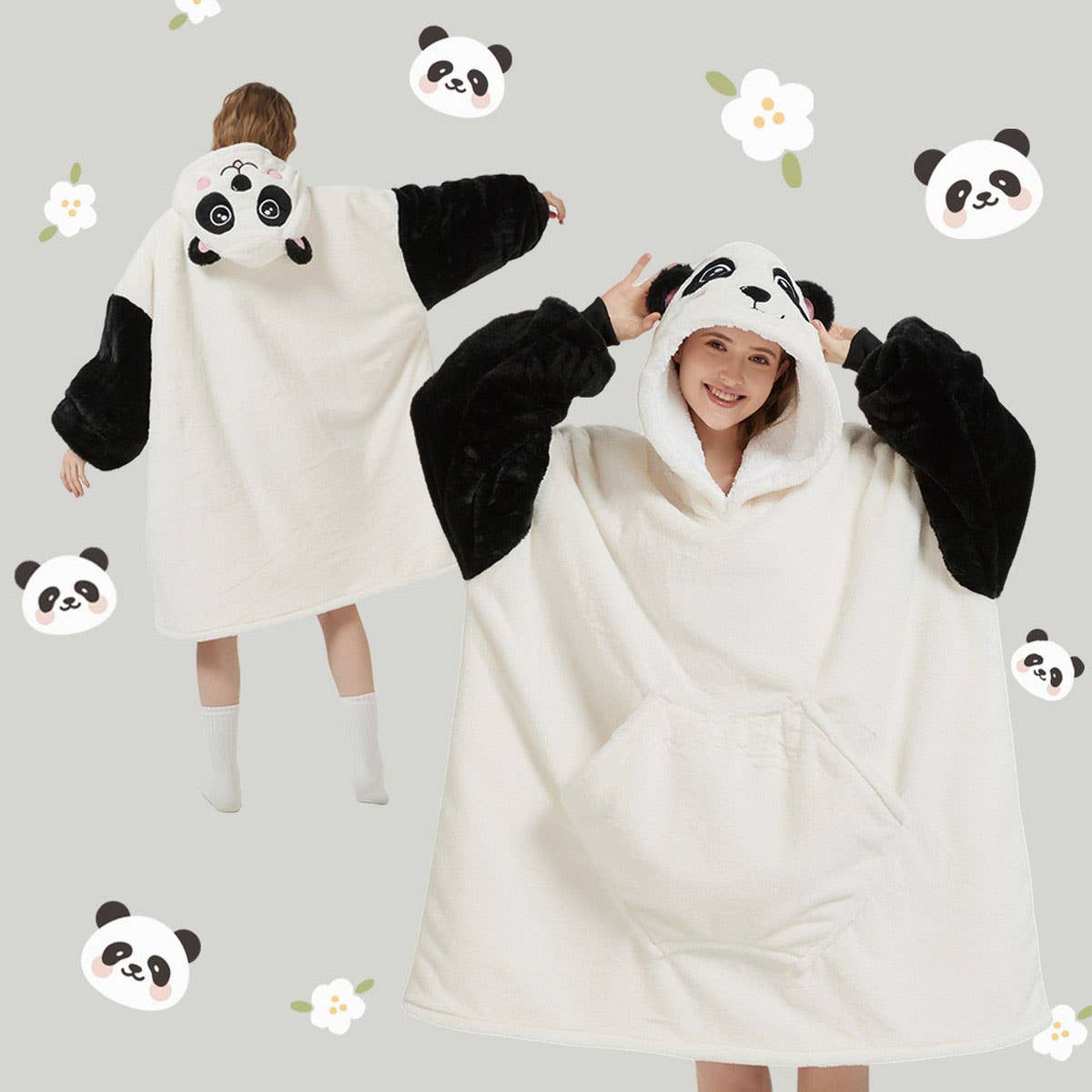 Couple¡¯s Panda Cartoon Long Sleeve Hoodie Pajamas