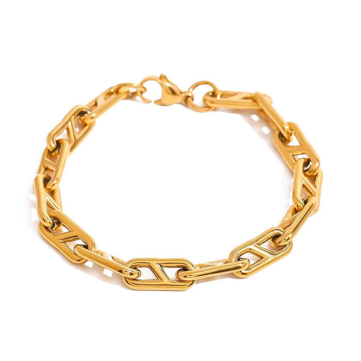 Gold Stainless Steel Chain Bracelet, No Fading