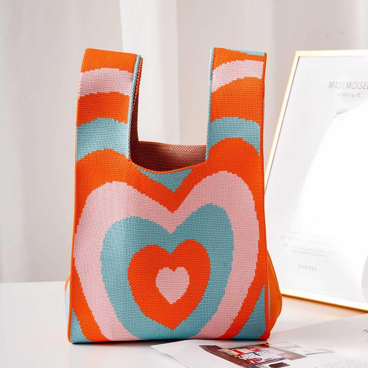 WOMEN KNIT CLUTCH PURSE LOVE SHOULDER TOTE BAG_CWAB0884