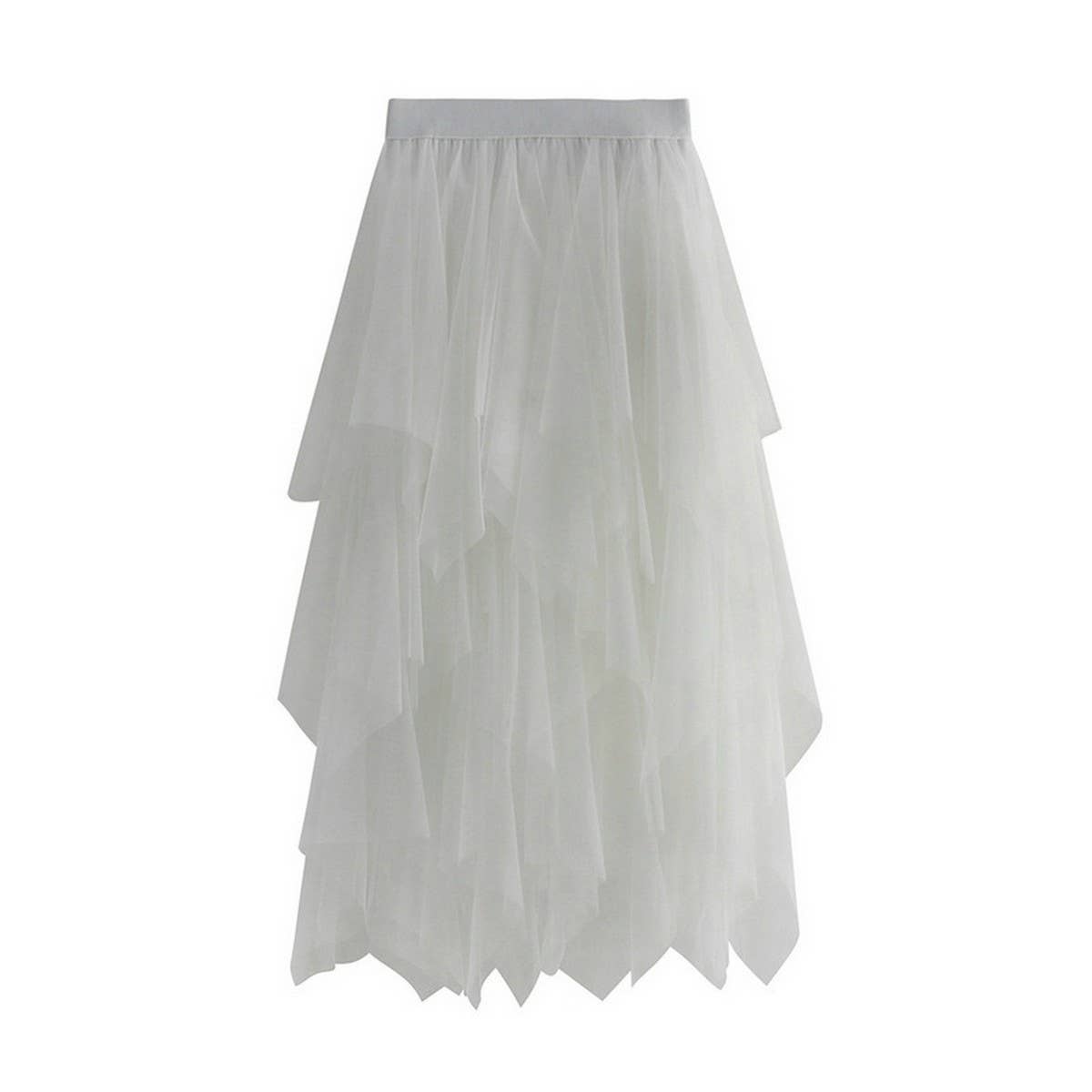 10 COLORS ELASTIC WAIST TIERED TULLE MESH SKIRT_CWBLS0396
