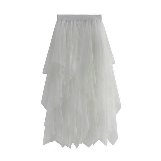 10 COLORS ELASTIC WAIST TIERED TULLE MESH SKIRT_CWBLS0396