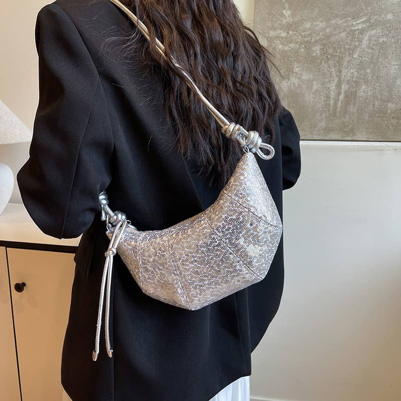 Sequined solid color personalized crossbody bag