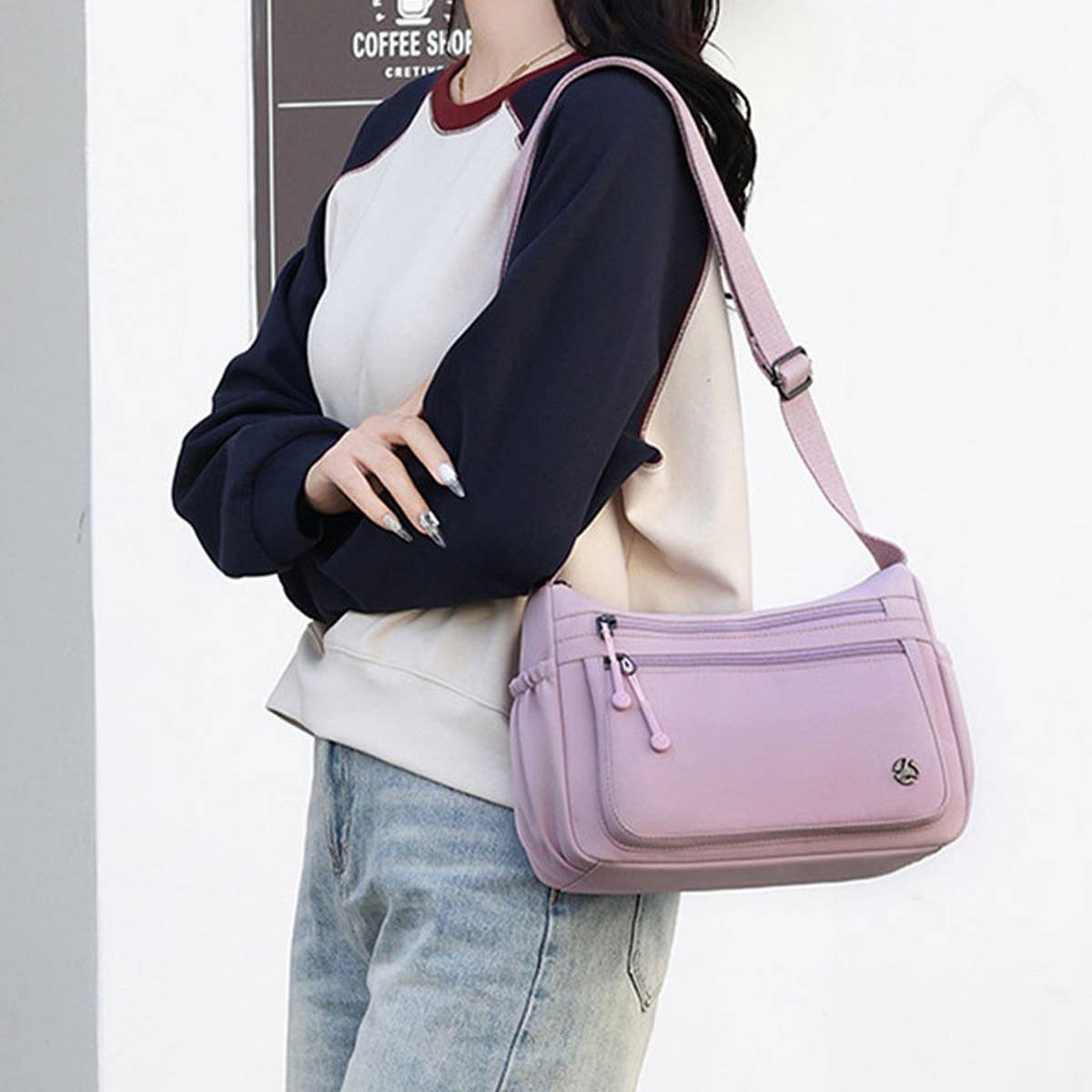 CASUAL SIMPLE MULTI-LAYER NYLON SHOULDER BAG_CWASC1779