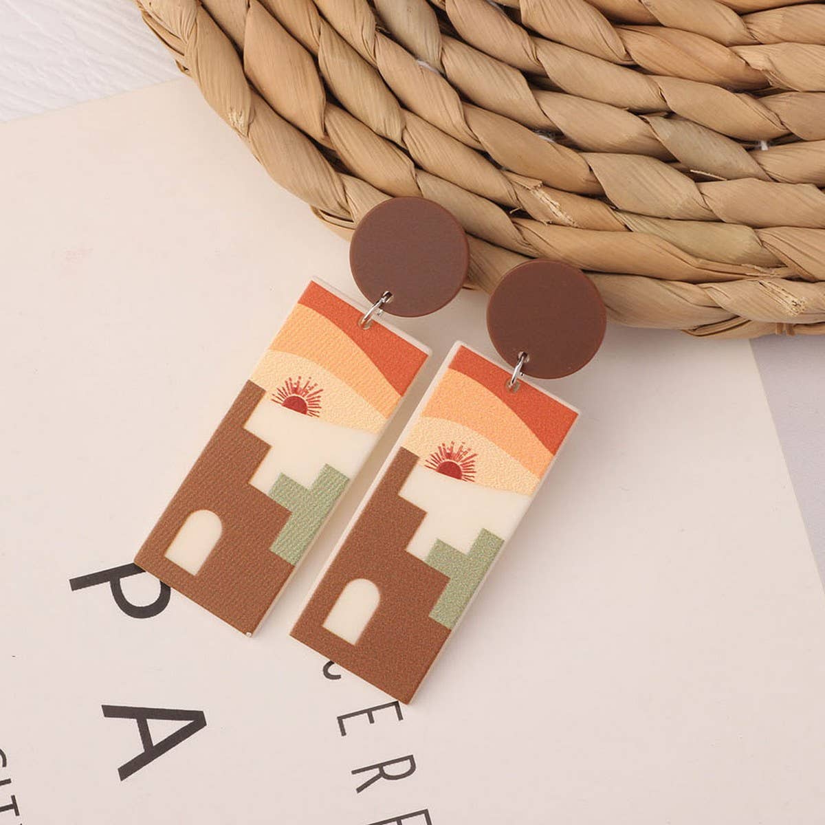 SWEET GIRL COLORFUL FLOWER ACRYLIC EARRINGS