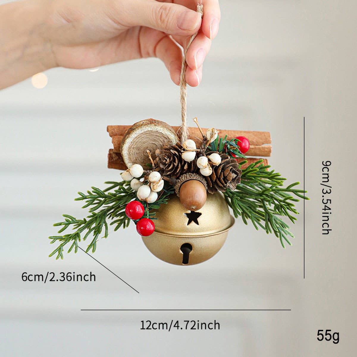 Mixed Christmas Bells Antlers Bows Pinecone Decor