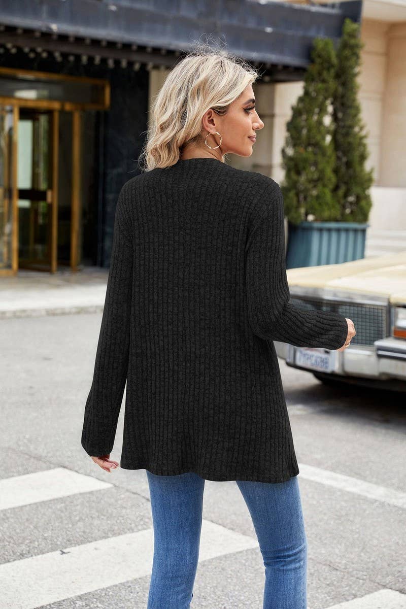 CWOCAL1917_LONG-SLEEVED FITTING BRUSHED KNITTED CARDIGAN