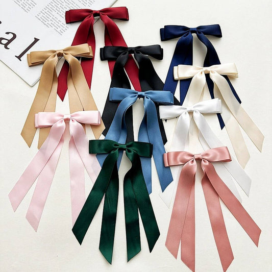 DOUBLE-LAYER BOW RIBBON TASSEL HAIR ACCESSORIES