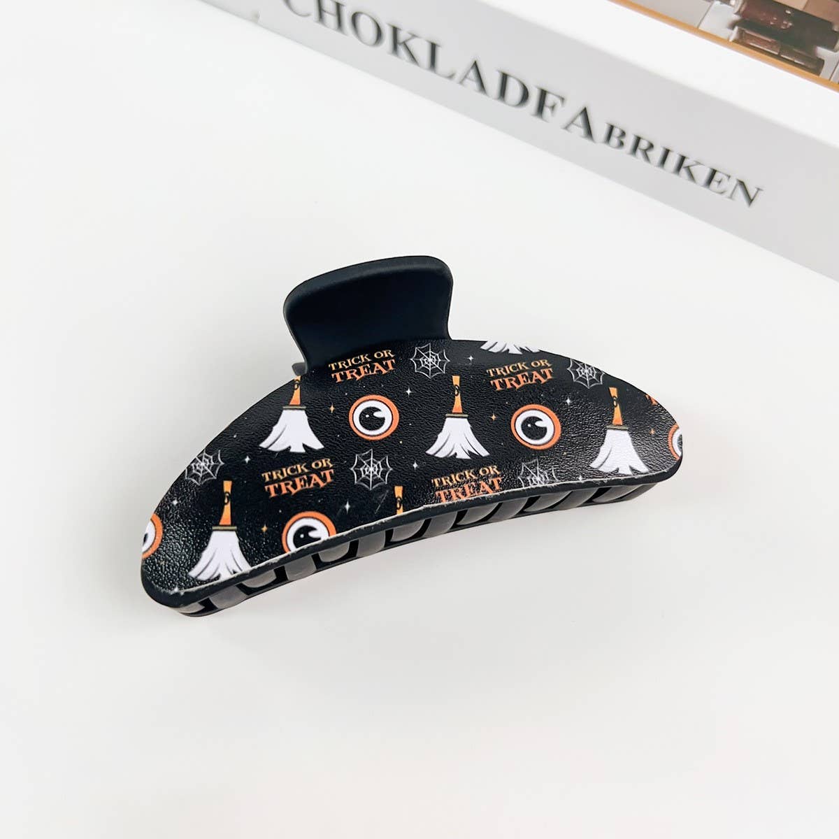 Gothic Halloween Claw Clip, Pumpkin & Ghost Design_CWAHA1443