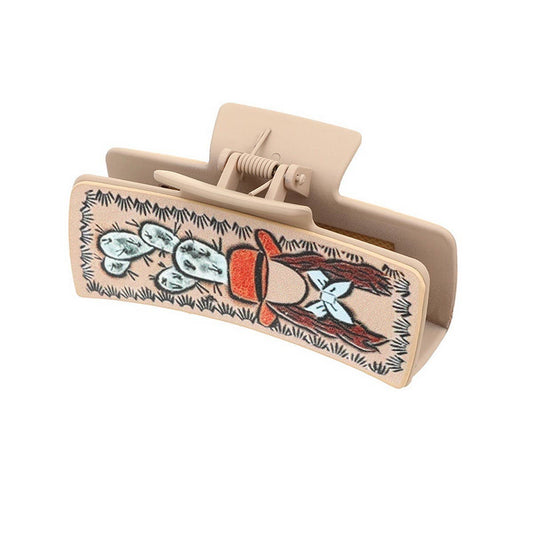 WESTERN COWBOY STYLE CACTUS LEATHER HAIRCLAW CLIPS