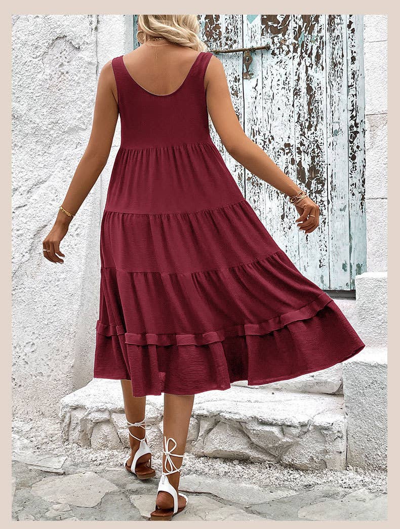 Sleeveless split-stitching dress