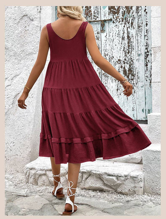 Sleeveless split-stitching dress