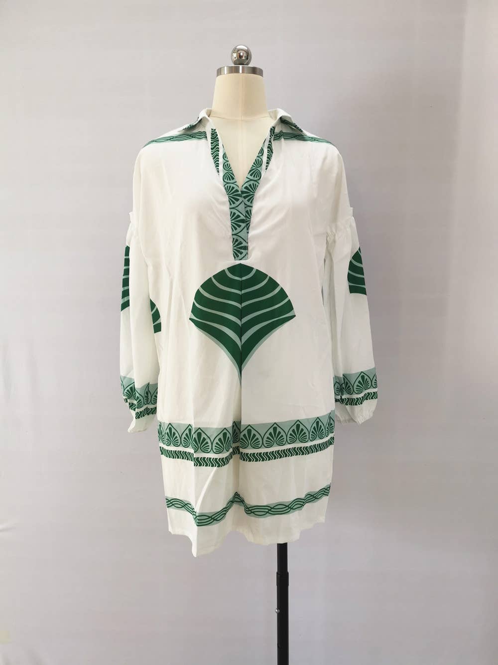 LOOSE HOLIDAY V-NECK CASUAL LONG SHIRT DRESS