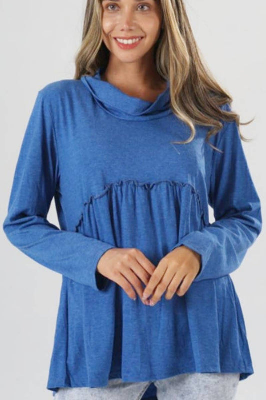 Cwttl1207_Turtle Neck Loose Long Sleeve Pullover Top